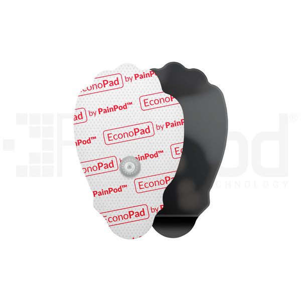 A medium-sized, kidney-shaped adhesive pad labeled 'EconoPad by PainPod'.